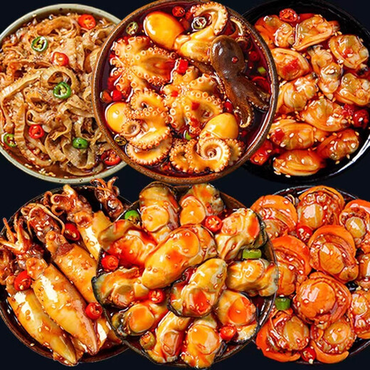 Canned seafood casual snacks, delicious meal replacement snacks, ready-to-eat, delicious canned snacks, instant snacks, full box of canned seafood, random canned seafood, 12 cans in total