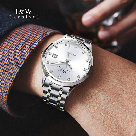 IW Swiss IW watch men's mechanical watch fully automatic imported movement luminous waterproof men's watch moon phase men's watch [upgraded enhanced version] 683 steel strip white-lifetime insurance