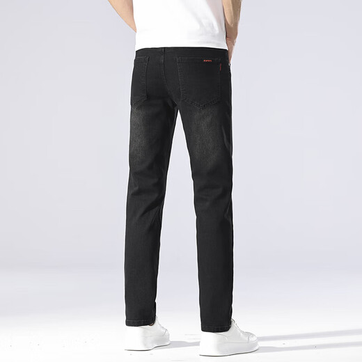 
New Balance High-end Men's Jeans Summer Thin Slim Slim Elastic Straight Pants Middle-aged Simple and Versatile Washed Pants 1048 Black 28