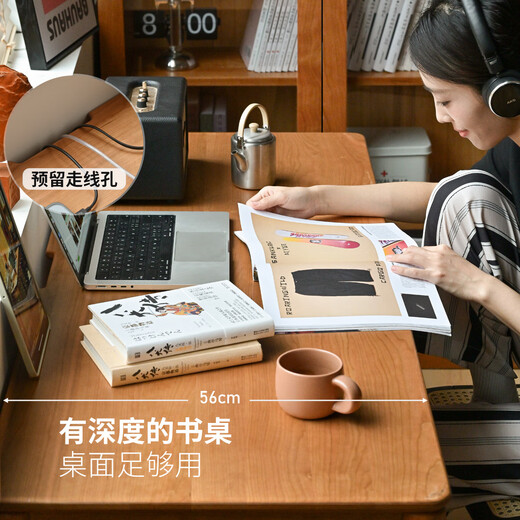 Genji Wood Language Solid Wood Desk Retro Study Desk Cherry Wood Home With Drawing Study Table Reliable Wall Table 1.2 Meter Table