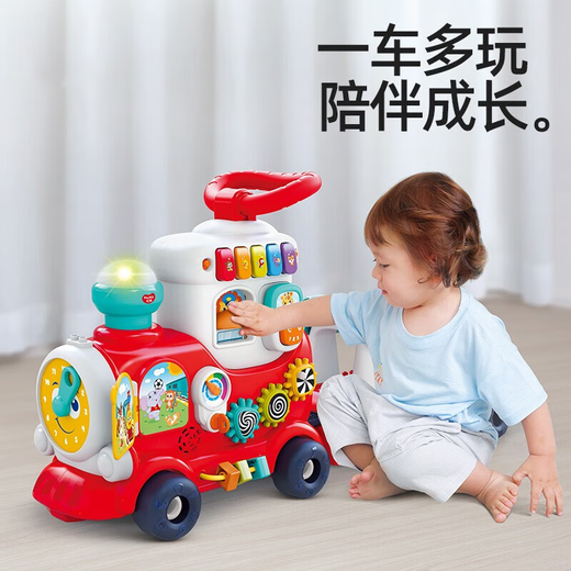 汇乐玩具香蕉车小火车玩具六一儿童节飞机学步车助步车2滑行1-3岁6生日 4合1趣味小火车可坐人 小火车可坐人手推车生日礼物