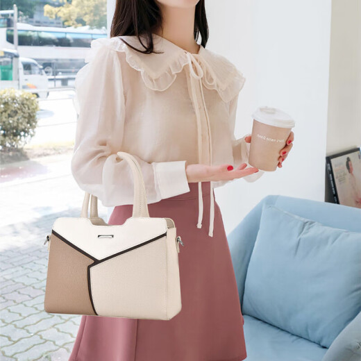 AnySmic国际一线品牌高颜值手提包女士包包2025新款通勤时尚单肩拼接女包 卡其