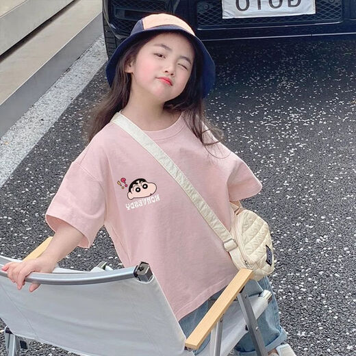 Guanmao Pei Girls T-shirt d'été à manches courtes 2025 Enfants de taille moyenne Coton de mi-manches d'été sur Guangzhou Treize lignes purs blanc Cl6189 (pas d'impression et pas de motif) une taille 90