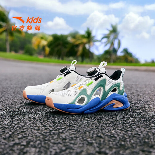 ANTA Children's Sandals Men's and Women's Big Children's Shoes 2025 Summer New Overbearing Frame Shoes Sports Shoes Baotou Beach Sandals Boys Gray/Diatom Green-6 36