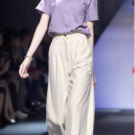 欧迪惠（Oudihui）2025年新款休闲裤女夏季松弛感穿搭冷淡系法式时尚衣服套装女裤子 上衣+裤子 L