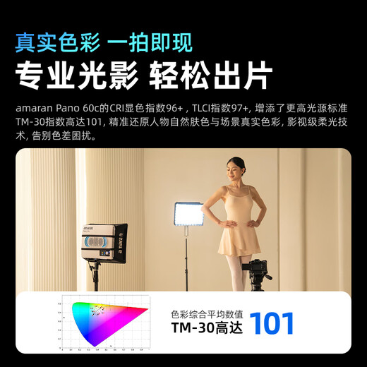 Aputure amaran Pano 60c live broadcast fill light photography light 60W outdoor portable handheld RGB full color flat panel light