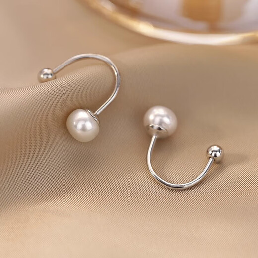 Bo Na Ling round bead earrings, feminine pearl niche design, simple high-end earrings, screw twist buckles, fashionable and versatile accessories, round bead earrings