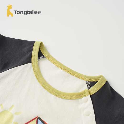 童泰（TONGTAI）婴儿连体衣夏季薄款纯棉衣服宝宝外出哈衣爬服百搭童装石墨灰73cm