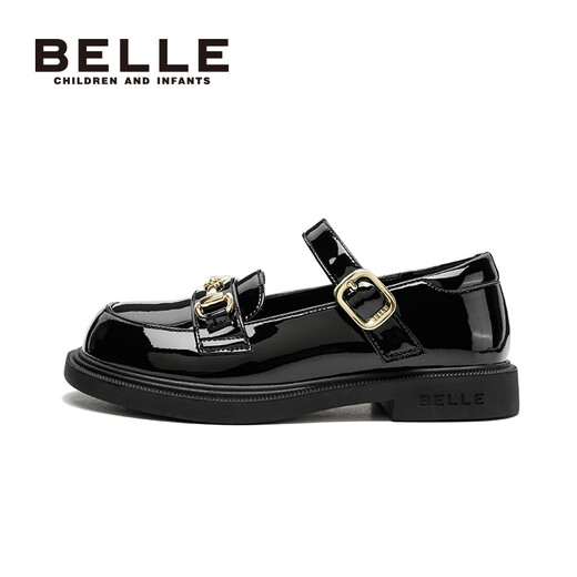 Belle Children's Shoes 25 Spring and Autumn Children's Leather Shoes Girls Performance Shoes Back to School Student Shoes Black Size 34