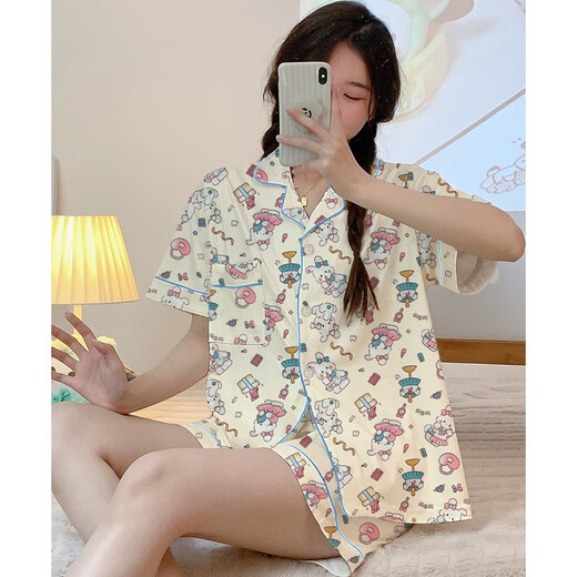 Hanrui Frühlings- und Sommerpyjamas für Frauen Cartoon Milch Seide Drei-teilige Heimkleidung 14116 170 m