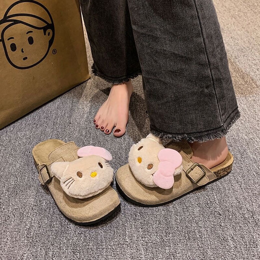 Qisiman Internet Celebrity Linda Bolsa de dibujos animados de dibujos animados para mujeres en primavera y verano Nuevo nicho de nicho liviano Casa suave Birkenstock Zapatos para mujeres Versión mejorada #Birkenstock Light Khaki Mandarin Duck Shirley Mei 38 3937/38 Tamaño