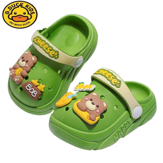 G. DUCKKIDS2024 new children's slippers for girls summer indoor and outdoor anti-slip soft sole boy hole shoes baby sandals green 21 / 22 size [130mm]