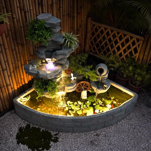 假山鱼池瀑布流水花园庭院景观喷泉循环水摆件阳台露台鱼缸造景装 5009单假山不带水池