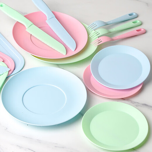 东之天地儿童不伤手塑料辅食菜刀水果刀安全早教幼儿园切水果教学砧板套装 【蓝色】安全刀具套装【6件套】