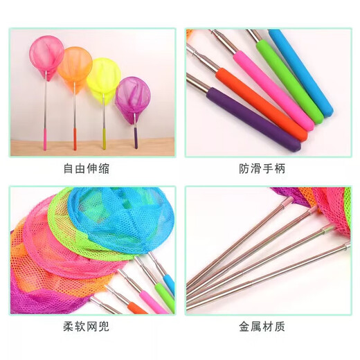 过家家玩具儿童捞鱼网可伸缩蜻蜓捞兜彩色捕蝴蝶网捞户外玩具 伸缩网【随机颜色】 2个