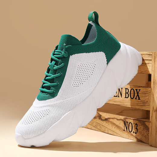 2025 spring and summer new sports walking shoes for women without lace-up dad shoes for men and women height-enhancing sports and casual shoes for green z722 19 shot according to standard sports shoes size