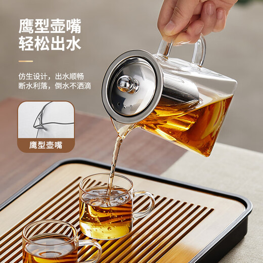 YIHUTEA glass teapot thickened high temperature resistant household stainless steel gallbladder teapot scented tea heatable teapot tea set 304 stainless steel liner teapot 500ml