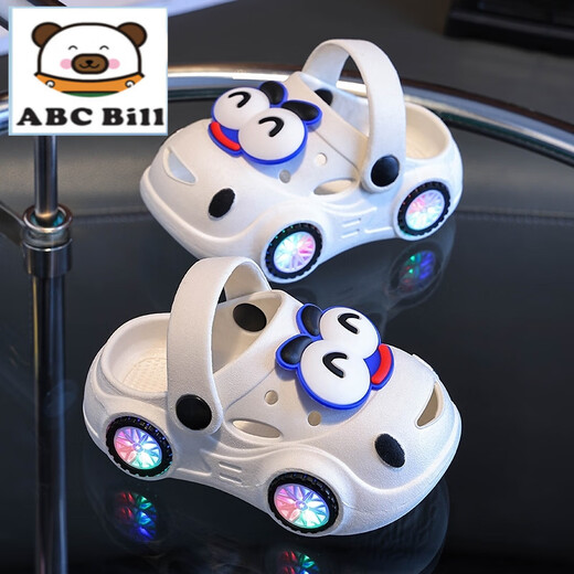 ABC Bill Children's Hole Schuhe für Sommer leuchtend Lichtsportwagen für Jungen und Mädchen Innenhändler Anti-Rutsch-Baby-Baby-Untertaschen Kopf Zwei-Wear-Sandalen 128 Lichter-Weiß (verbesserte Version) 10,5 130 Größe/innere Länge 12,5 cm