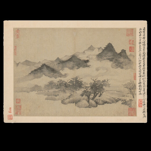 The Wind and Rain Album der Yuan -Dynastie Mengxi Mountains Antike Landschaftsmalerei Schriftrollen Literarische Gemälde chinesische Gemälde, Kalligraphie und Gemälde, berühmte Gemälde, antike Gemälde, hängende Gemälde, Yuan -Dynastie Mengxi Mountains Wind und Regen Album 12173 50x66 CM Spray -Gemälde Herzgrößen Rice -Papiermaterial