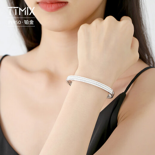 TTMIXpt950 pure platinum bracelet for women, platinum semi-solid royal concubine bracelet, new bracelet, round bracelet, weight 9.8-10.0g, inner diameter 52mm, width 4