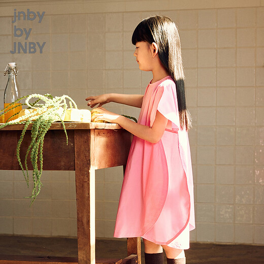 jnby by JNBY江南布衣童装全棉府绸短袖连衣裙花瓣造型夏女童儿童1O5G12170 620/樱花粉 150 cm