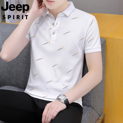 
JEEP SPIRIT Jeep 2025 new summer lapel men's short-sleeved t-shirt casual POLO shirt men's collar half-sleeved ice silk black QY679 XL
