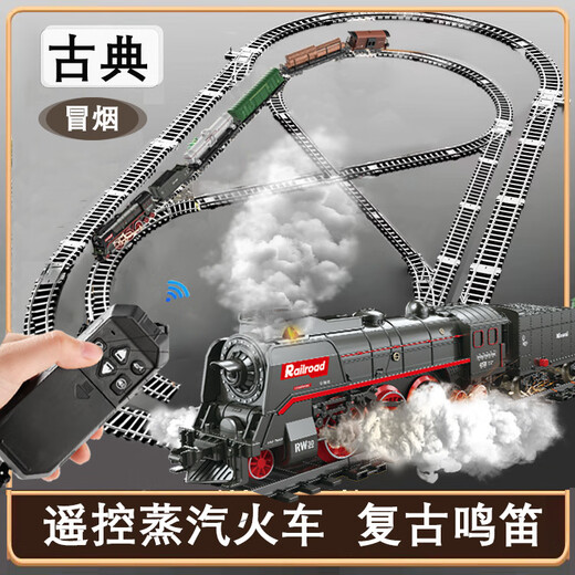 SHIXIA Control remoto Tren de vapor retro Modelo de automóvil de alta velocidad Boy Joy Children Children Train Green Train Toy Educational Toys 623B Set completo + Iluminación Versión de control remoto Versión de tren de vapor Batería de litio