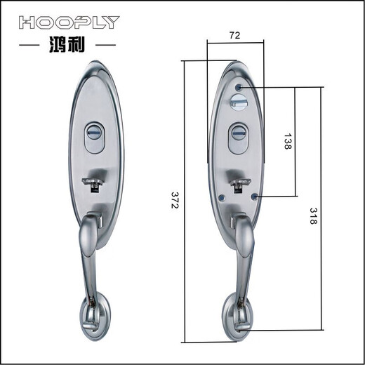 
XMSJ Hongli Lock stainless steel door C-level lock core Tiandi lock large door anti-theft door lock large handle hand holder lock body 9928 handle without lock core lock body left inside with key