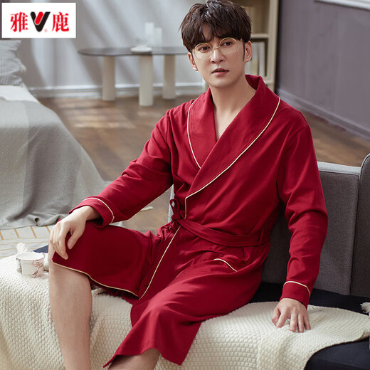 Yalu Hotel Sleeping Robe Cotton Herren vier Jahreszeiten Universal Home Anzug Spring- und Herbststil 2025 Neue Bademantel mittelgroß