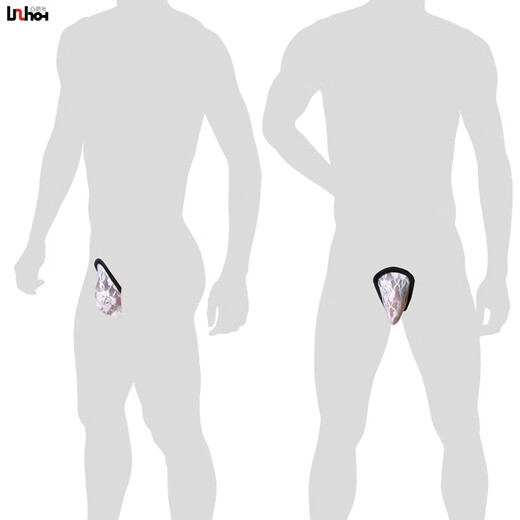 UzHot temptation sexy real T pants men's thong JJ set transparent C-string pants C pants men's invisible underwear C7 black gold network one size