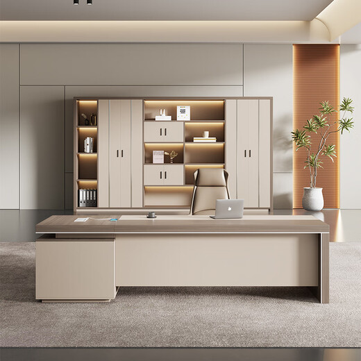 Banran light luxury boss desk and chair combination simple modern atmosphere executive desk high-end back cabinet president manager desk office furniture 1.8 meters boss desk