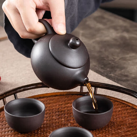 Ceramic tea set Xi Tzu pot Zhuni Zisha pot Kung Fu tea cup small bubble teapot gift box gift purple sand tea cup Original black purple sand Xi Tzu pot 5 pieces