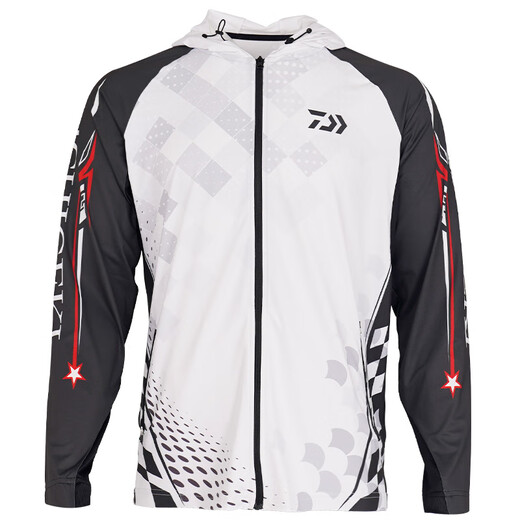 DAIWA 25 spring and summer one-hit sun protection clothing, thin hooded/stand collar fishing clothing, sunshade zipper, long sleeves, stand collar sun protection top - blue L