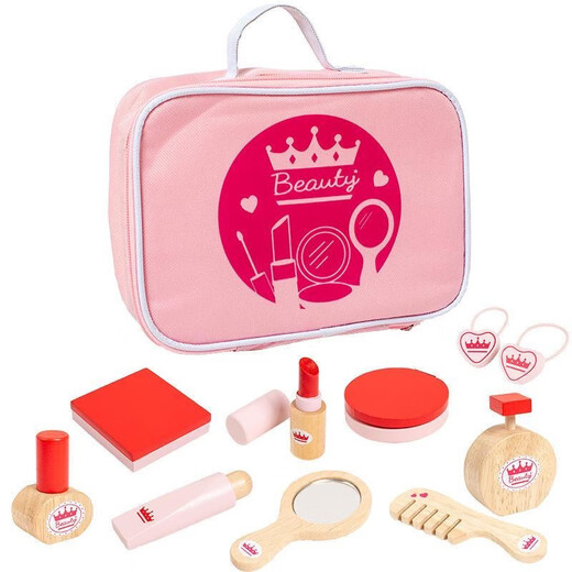 Kinderhause Spiel Spielzeug Mädchen Kosmetische Tasche Set Simuliertes Schminktisch Little Prinzessin Neujahrsgeburtstagsgeschenk Dänische Make -up -Tasche