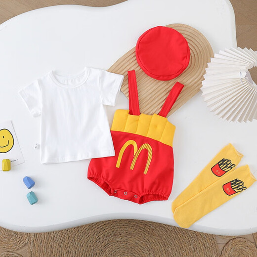 G.DUCKKIDS little yellow duck fart clothes baby clothes summer thin pure cotton newborn jumpsuit male and female baby suspender pants yellow short-sleeved T-shirt 80cm 80 size 7-11 months (recommended for babies 75-)c