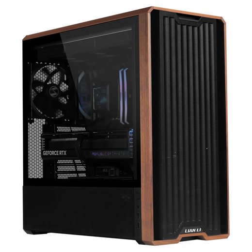 LIANLI L217 mid-tower desktop gaming case, black, comes standard with 5 fans/supports EATX motherboard/supports back-plugging/dual switches