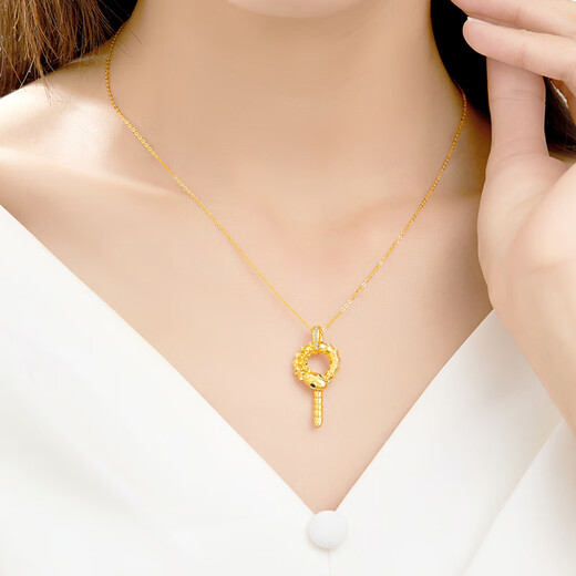 Zokai yellow 18K gold pendant zodiac snake necklace zodiac year birthday gift D11995