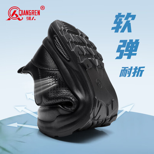 Strongman Summer Business Casual Casual Shoes Hollow Cabeza transpirable Capacidad de la Caquera de Caquero de Caquero de cuero JD351369 Negro 40