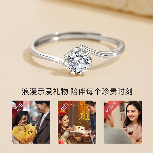 Chinese gold platinum diamond ring for women platinum engagement diamond ring gift for girlfriend and wife birthday platinum ring for women-10 points real diamonds