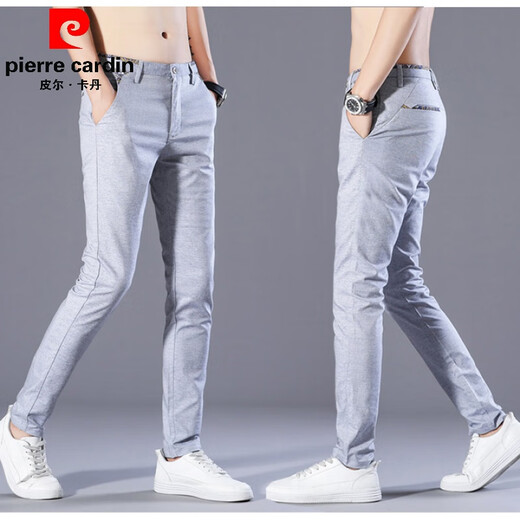 Pierre Cardin Casual Hosen für Herren Sommer dünne schlanke Sommer -Sommer -Lichtfarbe Geschäftslöser Einfacher Sommerhosen 9902 Hellblau 28