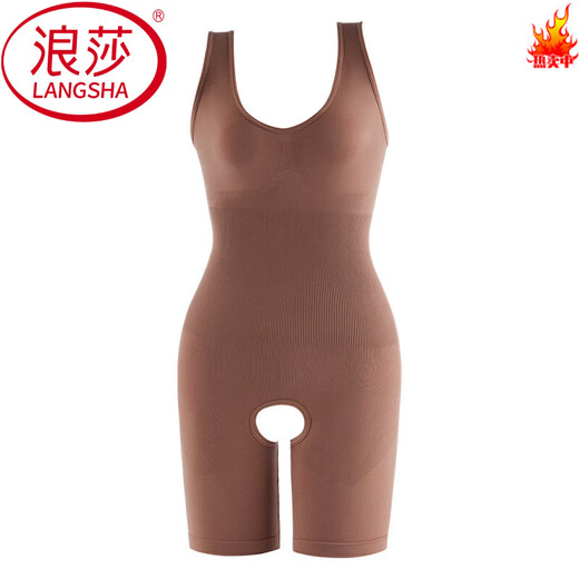 浪莎（LangSha）开裆连体塑身衣产后收腹美体情趣加强塑形束腰床上连体衣男女 【开裆连体】肤色 3XL 4XL【151-180斤】