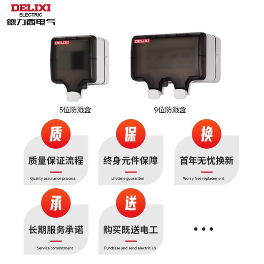德力西电气 DELIXI ELECTRIC德力西成套户外防溅盒新能源充电桩空开漏保防水配电箱 5回路+漏电2P32A+五孔16A+2孔10A