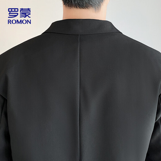 ROMON casual suit men's commuting suit easy to care versatile jacket loose professional formal wear ZHK13 black 3XL
