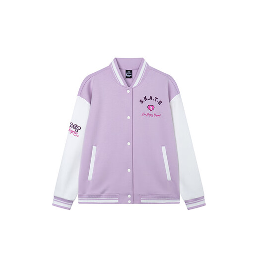 361 sports jacket women's baseball uniform 25 spring and autumn flight jacket tops student sportswear open-clad sweatshirt women's clothing feather white XS