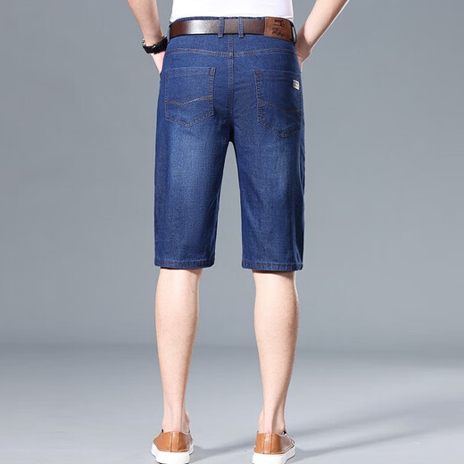 
Yalu men's denim shorts men's summer thin casual cropped pants trendy brand loose straight men's mid-pants summer new men's pants blue + dark blue (two pairs) 9850 33 (two feet six waist circumference)