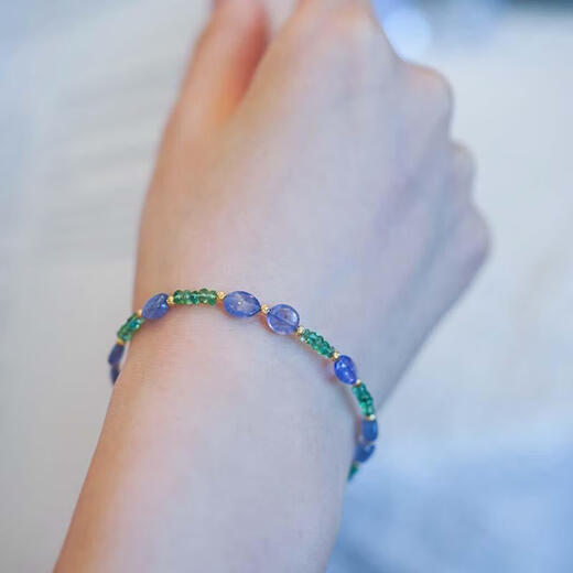 Feiyu Miwu tanzanite bracelet 18k gold beads natural emerald gemstone bracelet niche exquisite plus v lock new product preview sj_celia