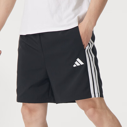 阿迪达斯 （adidas）短裤男 25夏季运动裤快干篮球训练舒适透气休闲裤冰丝裤五分裤男 黑色/速干/经典三条纹 L 180