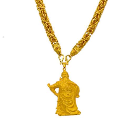 Yage authentic Vietnamese sand gold necklace men's gold-plated imitation pure gold chain thick jewelry pendant gift for friends large keel chain + Guan Gong