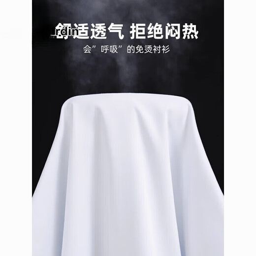 Pierre cardin solid color cotton long-sleeved shirt men's spring and autumn new business formal wear middle-aged inch shirt suit shirt without scalding and anti-wrinkle light purple square 6627 38 [90-115Jin[Jin equals 0.5 kg]]