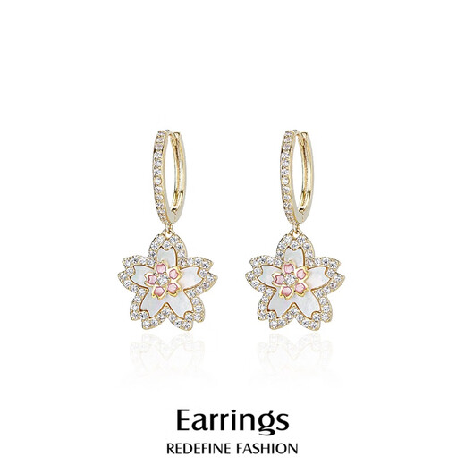Qlady Sakura Earrings Women's Niche Unique Earrings 2025 New High-end Light Luxury Earrings Birthday Gift